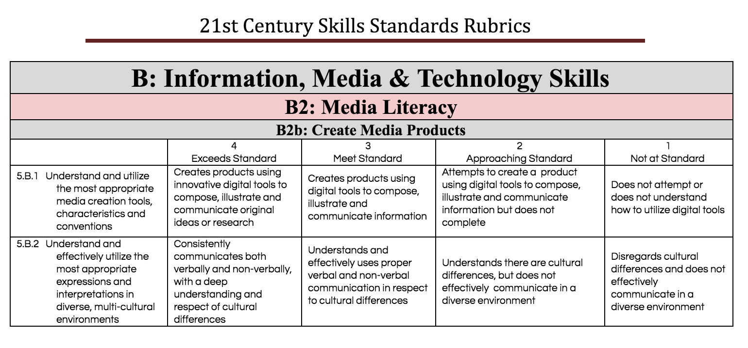 Media Literacy rubric B2b